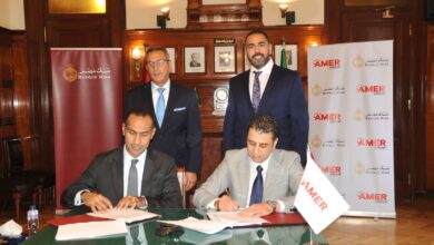 صورة بنك مصر يوقع بروتوكولى تعاون مع مجموعة شركات عامر القابضة و قسطلي هومز للاستثمار العقاري