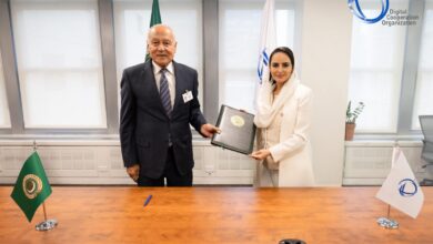صورة توقيع مذكرة تفاهم بين جامعة الدول العربية ومنظمة التعاون الرقمى على هامش أعمال الدورة 79 للجمعية العامة للأمم المتحدة بنيويورك 