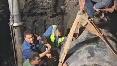 صورة محافظة الجيزة: كسر مفاجئ بخط مياه رئيسي قطر ١٠٠٠ مم بشارع ربيع الجيزي وقطع المياه عن بعض المناطق