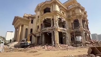 صورة محافظة الجيزة  : القصر المُزال بمنيل شيحة مخالف وصادر له قرار إزالة من وزارة الري